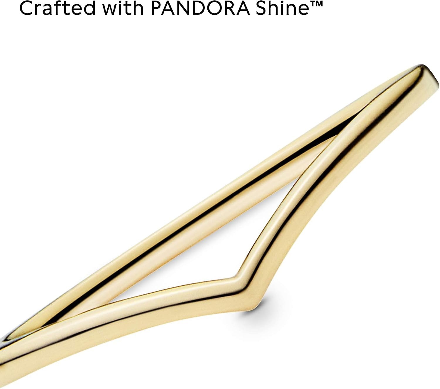 image:imagePANDORA Polished Wishbone Ring Minimalist Chevron Shape Stackable 14k GoldPlated Shine for Women Gift for Her With Box