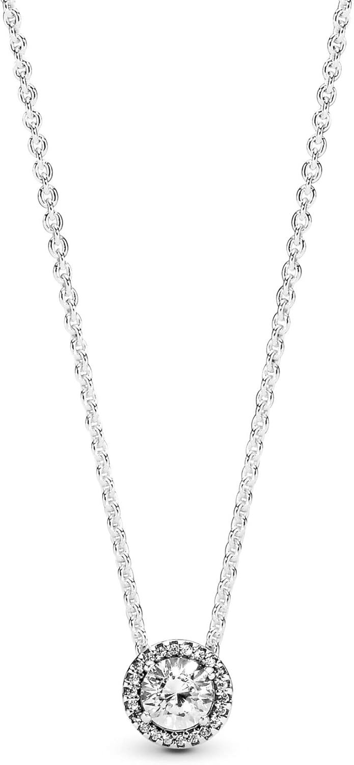image:imagePANDORA Round Sparkle Halo Necklace Adjustable Cubic Zirconia Pendant Necklace for Women Everyday Jewelry for Her With Gift BoxSterling Silver