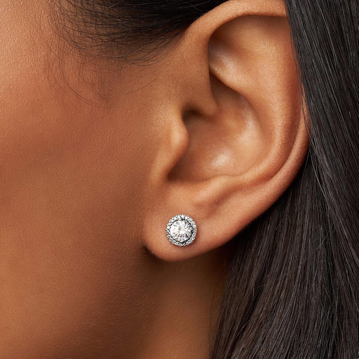 image:imagePANDORA Round Sparkle Stud Earrings Classic Earrings for Women Great Gift for Women Made with Sterling Silver amp Cubic Zirconia With Gift Box