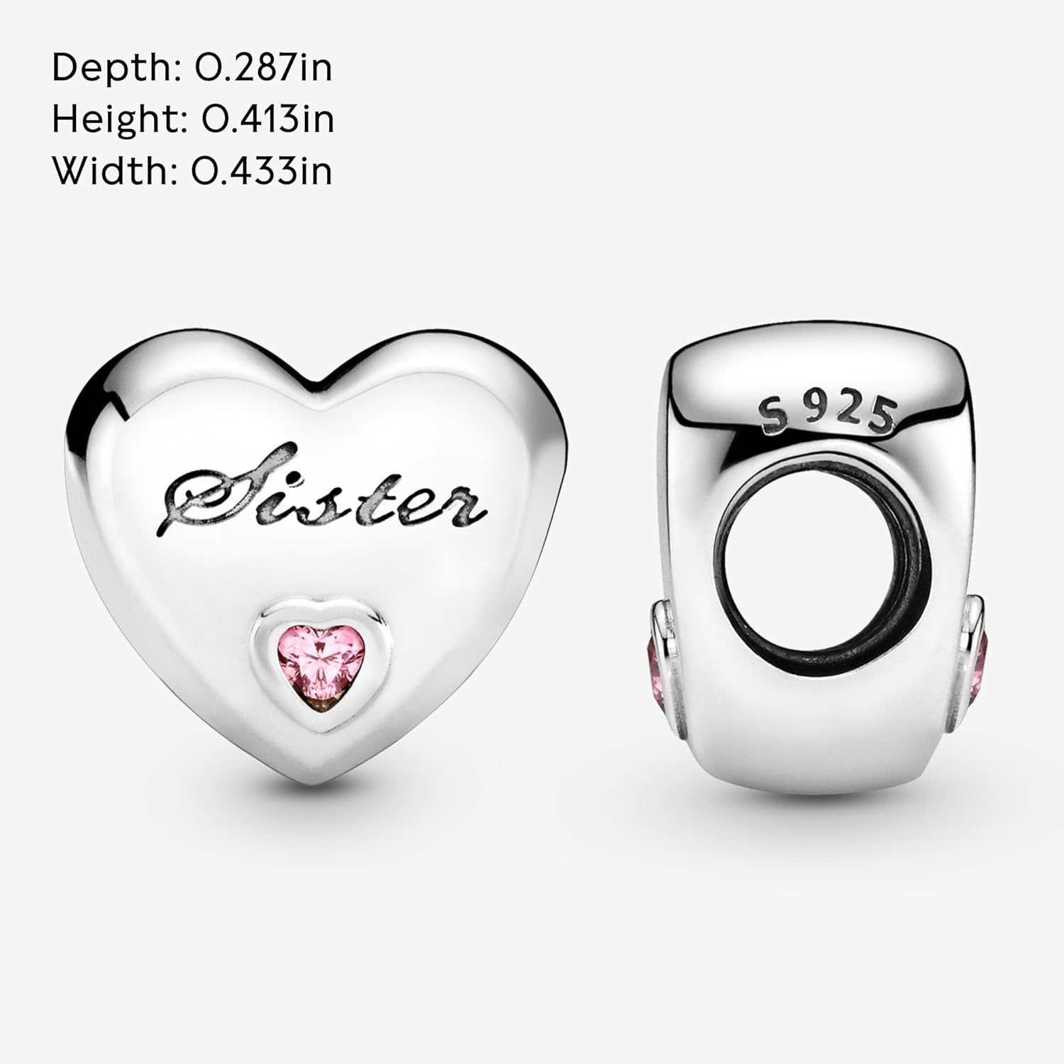 image:imagePANDORA Sisters Love Charm Compatible Moments Jewelry for Women Sterling Silver Bracelet Charm with Cubic Zirconia Gift with Gift Box