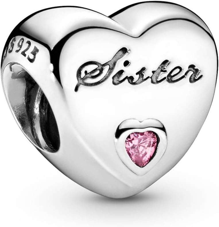 image:imagePANDORA Sisters Love Charm Compatible Moments Jewelry for Women Sterling Silver Bracelet Charm with Cubic Zirconia Gift with Gift Box
