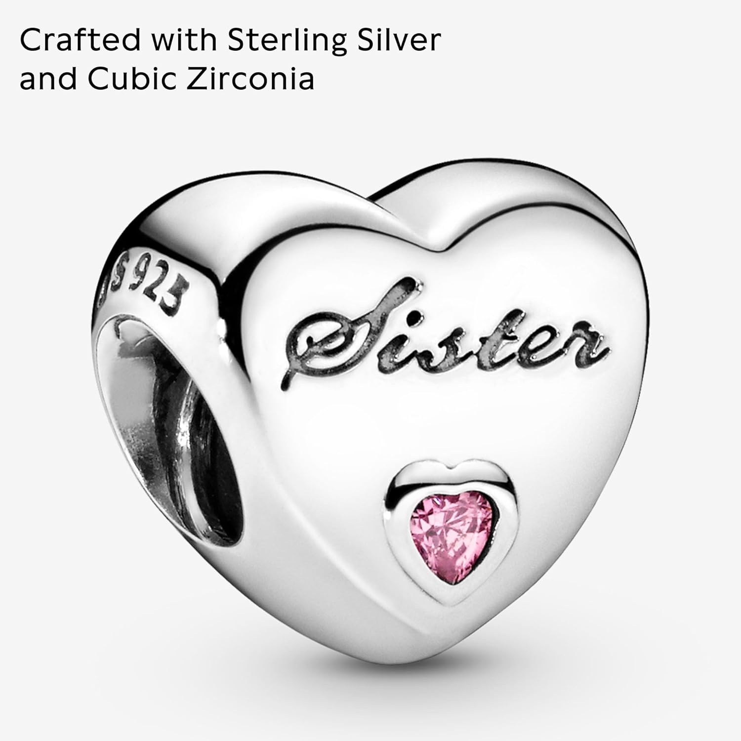 image:imagePANDORA Sisters Love Charm Compatible Moments Jewelry for Women Sterling Silver Bracelet Charm with Cubic Zirconia Gift with Gift Box