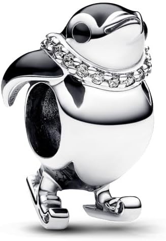 image:imagePANDORA Skiing Penguin Charm Gift for Her Compatible Moments Sterling Silver with Cubic Zirconia With Gift Box