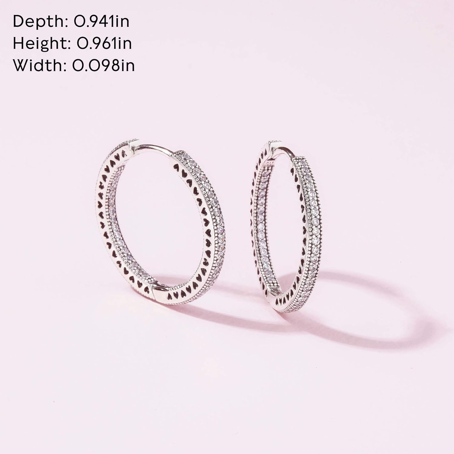 image:imagePANDORA Sparkle amp Hearts Hoop Earrings Elegant Earrings for Women Gift for Her Sterling Silver amp Cubic Zirconia With Gift Box