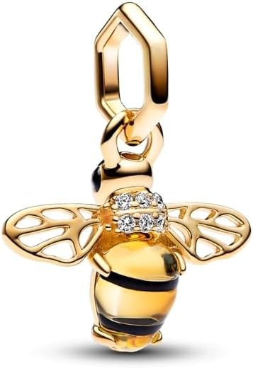 image:imagePANDORA Sparkling Bee Dangle Charm Compatible with PANDORA Me amp Moments Gift for Her 14k Gold amp Enamel with Clear Cubic Zirconia amp Crystal With Gift Box