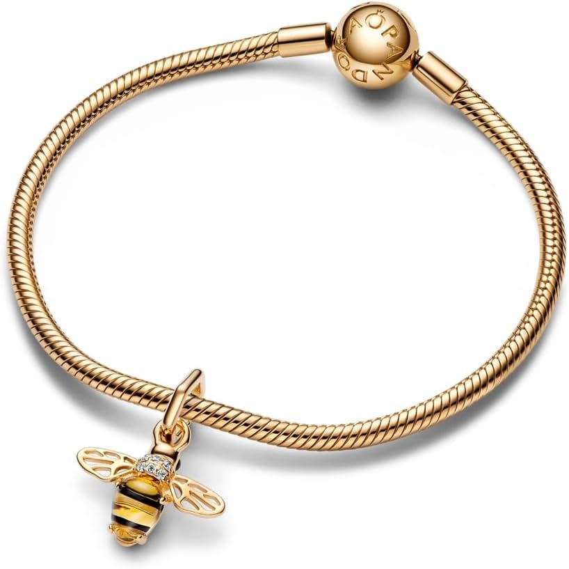image:imagePANDORA Sparkling Bee Dangle Charm Compatible with PANDORA Me amp Moments Gift for Her 14k Gold amp Enamel with Clear Cubic Zirconia amp Crystal With Gift Box