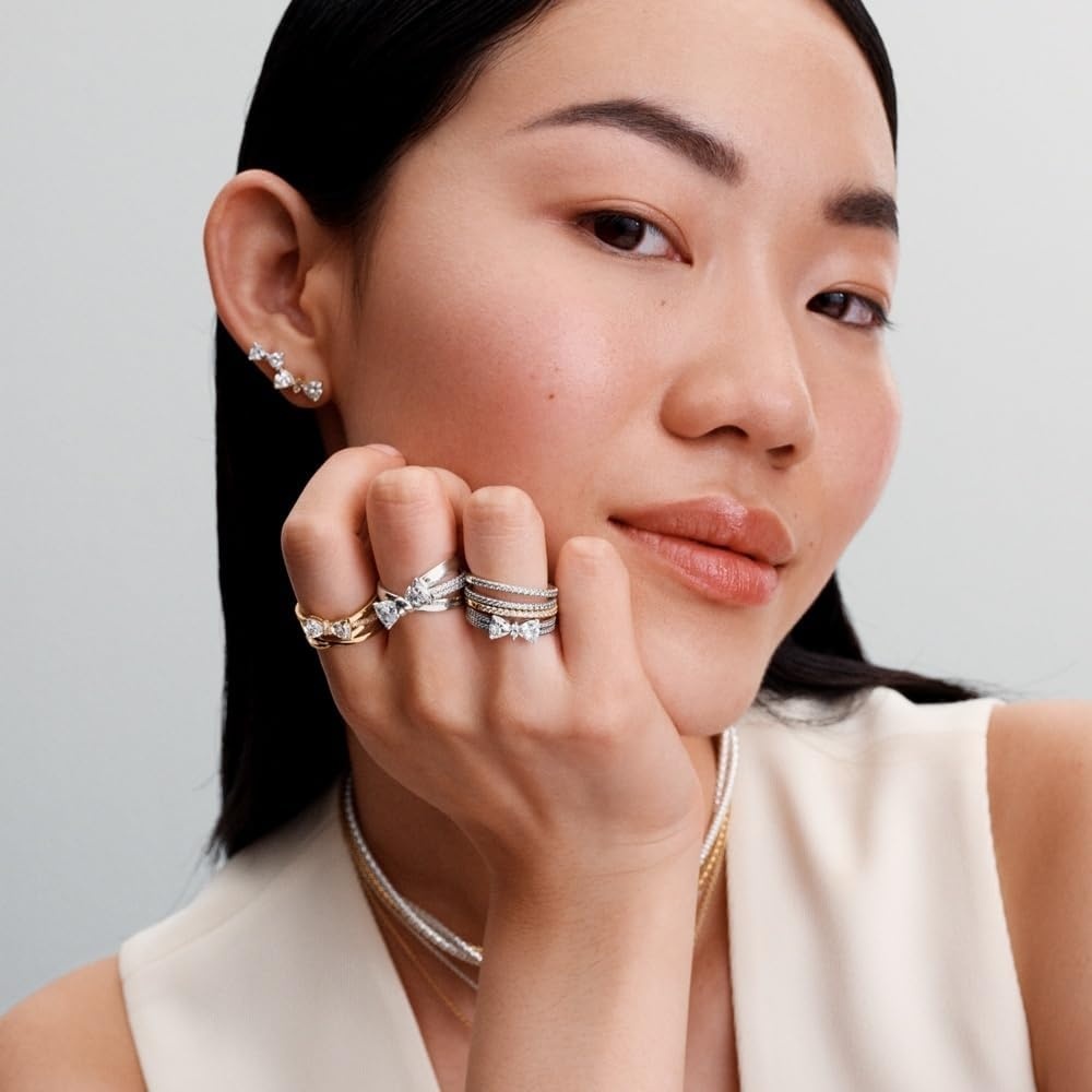 image:imagePANDORA Sparkling Bow DoubleRow Ring