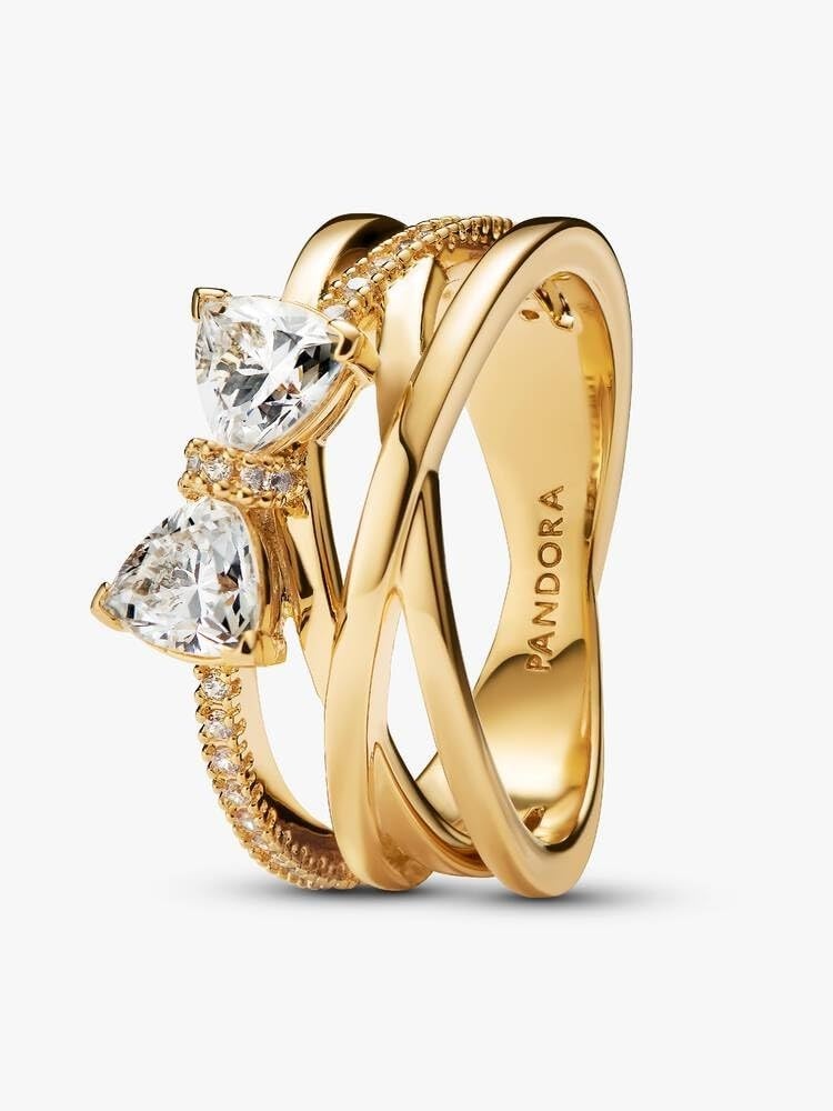 image:imagePANDORA Sparkling Bow amp Crossover Band Ring