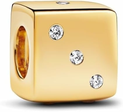 image:imagePANDORA Sparkling Dice Charm 14K GoldPlated Charm with Cubic Zirconia Jewelry for Women Includes Gift Box