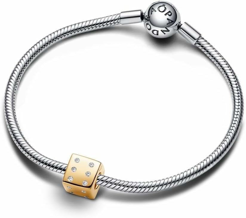 image:imagePANDORA Sparkling Dice Charm 14K GoldPlated Charm with Cubic Zirconia Jewelry for Women Includes Gift Box