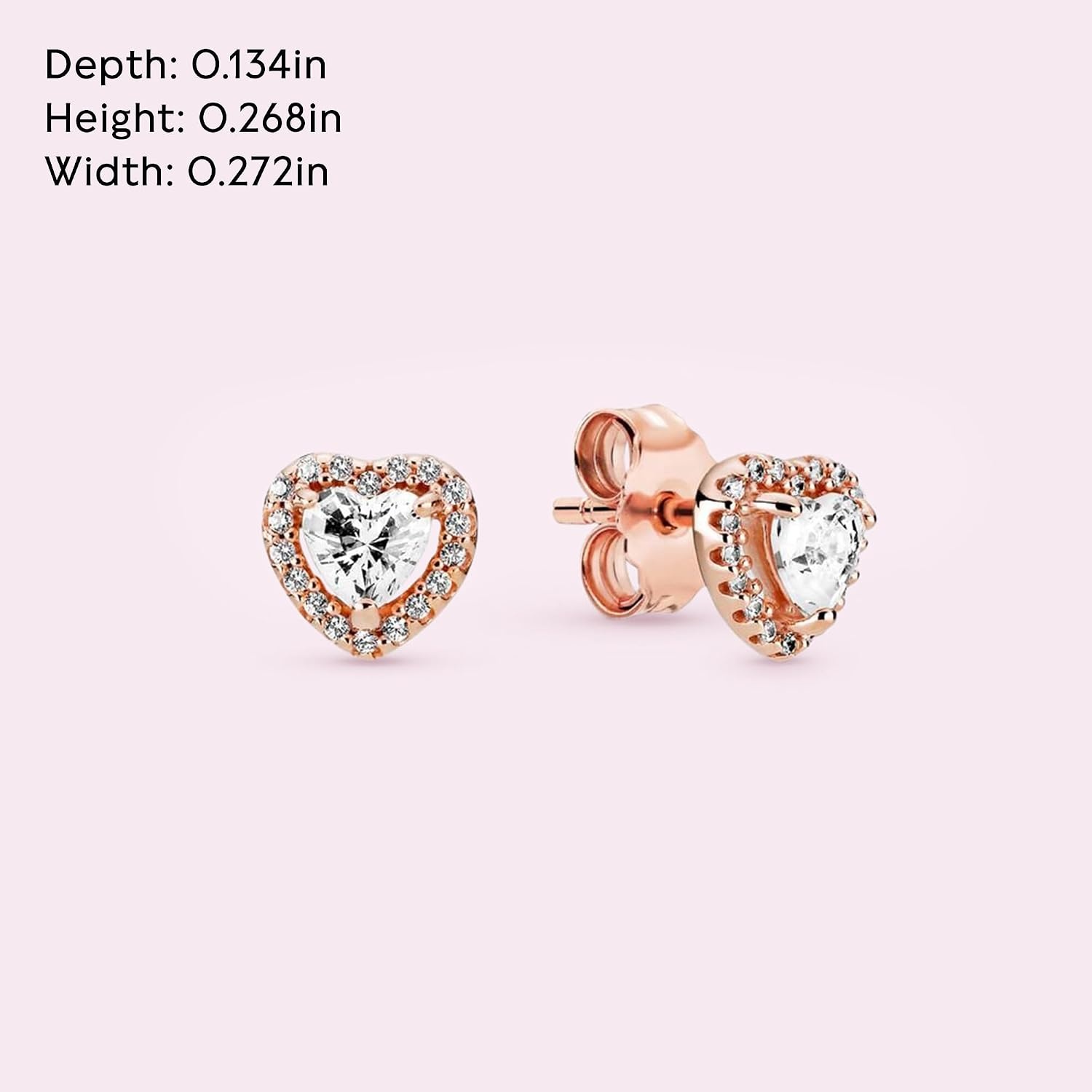image:imagePANDORA Sparkling Elevated Heart Stud Earrings Stackable Earrings for Women Gift for Her 14k Rose Gold amp Cubic Zirconia With Gift Box