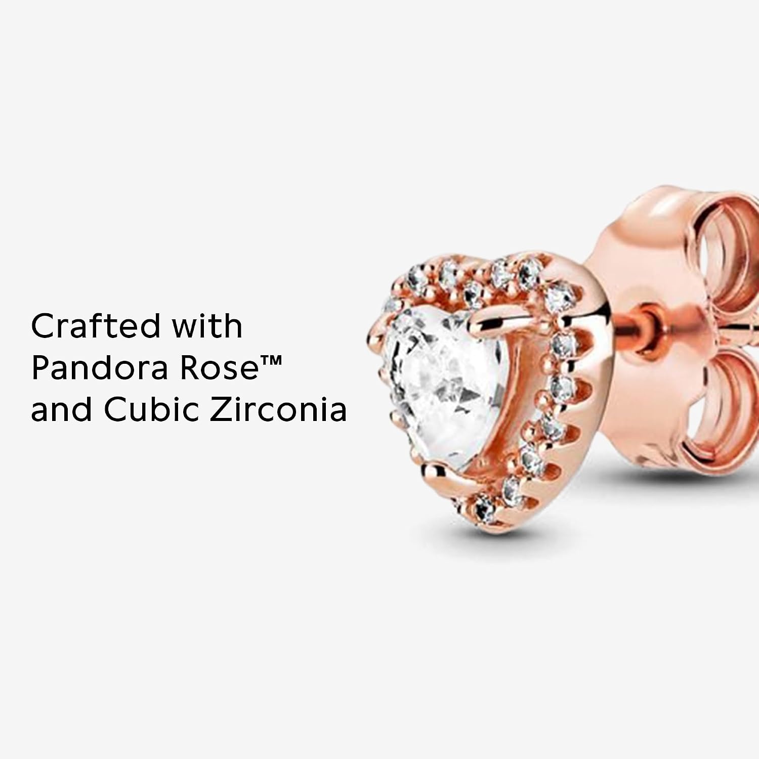 image:imagePANDORA Sparkling Elevated Heart Stud Earrings Stackable Earrings for Women Gift for Her 14k Rose Gold amp Cubic Zirconia With Gift Box