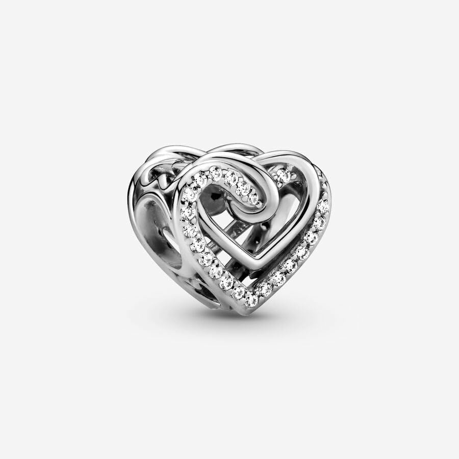image:imagePANDORA Sparkling Entwined Hearts Charm Compatible with PANDORA Moments Stunning Womens Jewelry Made with Sterling Silver amp Cubic Zirconia With Gift Box
