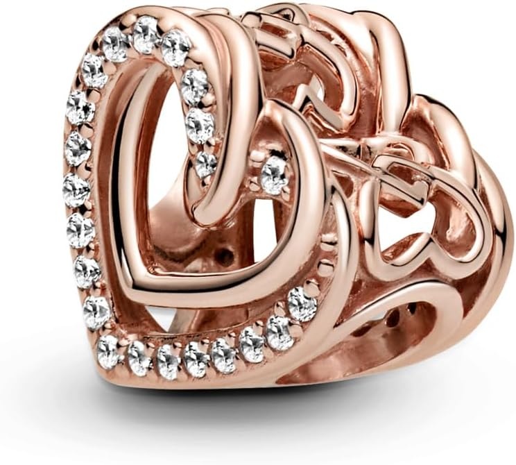 image:imagePANDORA Sparkling Entwined Hearts Charm Gift for Her Compatible Moments Rose with Cubic Zirconia With Gift Box