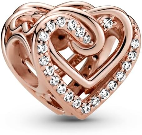 image:imagePANDORA Sparkling Entwined Hearts Charm Gift for Her Compatible Moments Rose with Cubic Zirconia With Gift Box