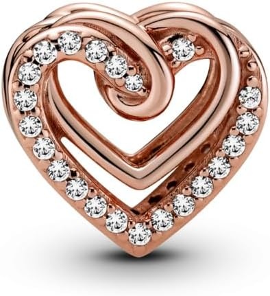 image:imagePANDORA Sparkling Entwined Hearts Charm Gift for Her Compatible Moments Rose with Cubic Zirconia With Gift Box