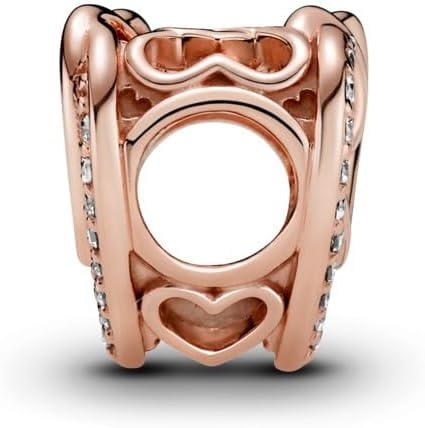 image:imagePANDORA Sparkling Entwined Hearts Charm Gift for Her Compatible Moments Rose with Cubic Zirconia With Gift Box
