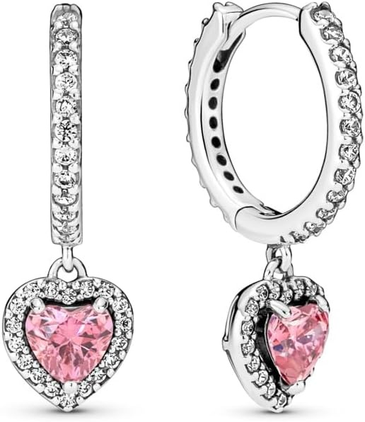 image:imagePANDORA Sparkling Halo Heart Hoop Earrings Elegant Earrings for Women Gift for Her Made with Sterling Silver amp Cubic Zirconia With Gift Box