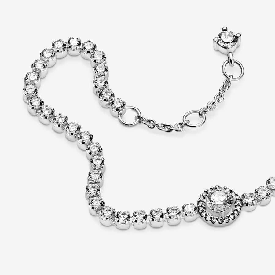 image:imagePANDORA Sparkling Halo Tennis Bracelet Silver Bracelet for Women Gift for Her Sterling Silver amp Cubic Zirconia With Gift Box63 Inches