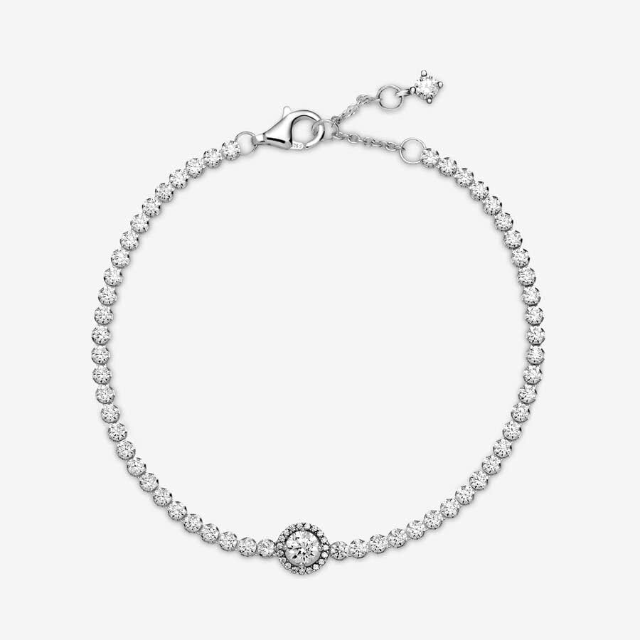 image:imagePANDORA Sparkling Halo Tennis Bracelet Silver Bracelet for Women Gift for Her Sterling Silver amp Cubic Zirconia With Gift Box63 Inches