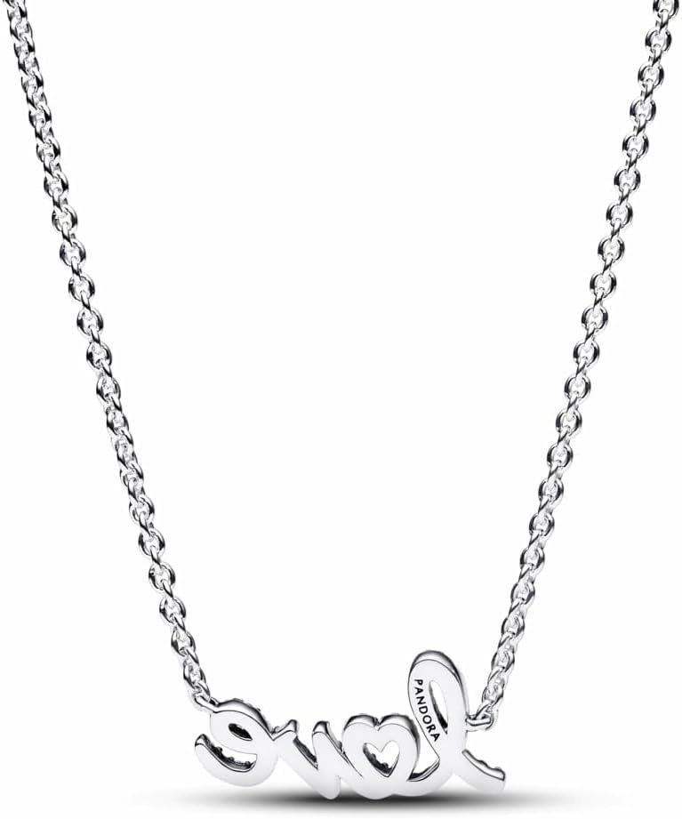 image:imagePANDORA Sparkling Handwritten Love Collier Necklace Sterling Silver Necklace with Cubic Zirconia for Women PANDORA Moments Jewelry Gift for Women Includes Gift Box 177