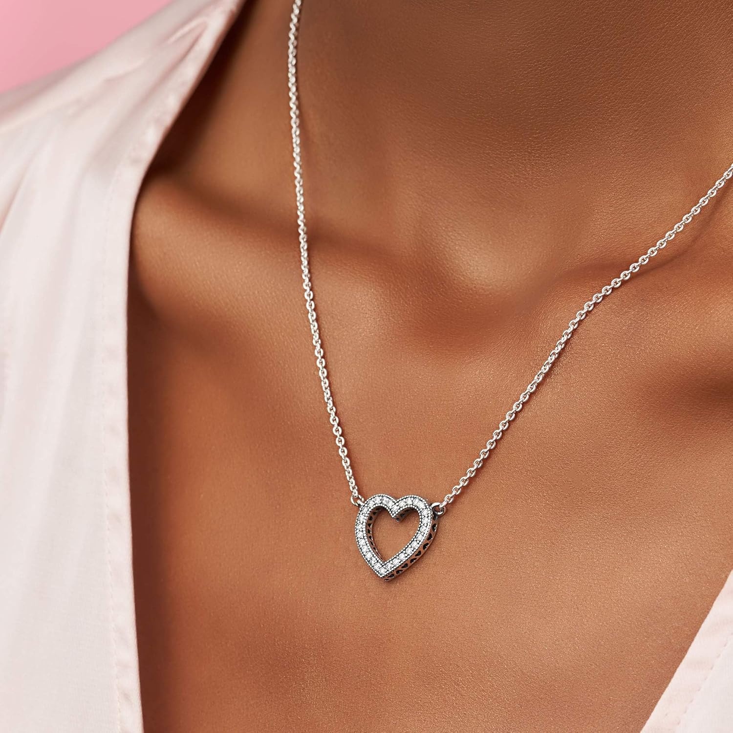 image:imagePANDORA Sparkling Handwritten Love Collier Necklace Sterling Silver Necklace with Cubic Zirconia for Women PANDORA Moments Jewelry Gift for Women Includes Gift Box 177