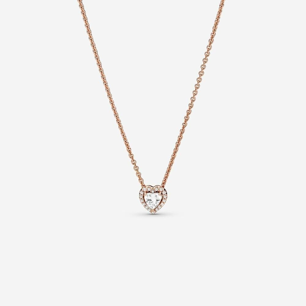 image:imagePANDORA Sparkling Heart Collier Necklace Adjustable Jewelry with Lobster Clasp Gift for Her 14k Rose Gold amp Cubic Zirconia With Gift Box 177