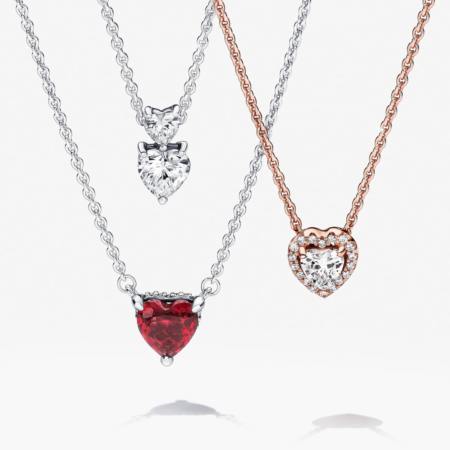 image:imagePANDORA Sparkling Heart Collier Necklace Adjustable Jewelry with Lobster Clasp Gift for Her 14k Rose Gold amp Cubic Zirconia With Gift Box 177