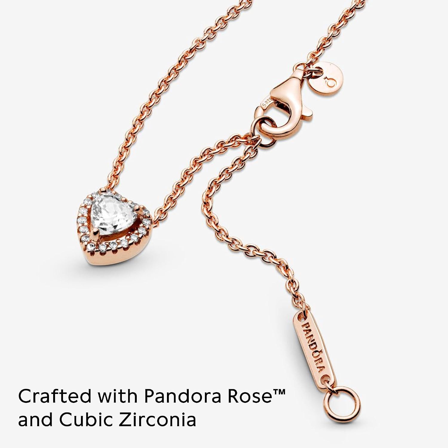image:imagePANDORA Sparkling Heart Collier Necklace Adjustable Jewelry with Lobster Clasp Gift for Her 14k Rose Gold amp Cubic Zirconia With Gift Box 177