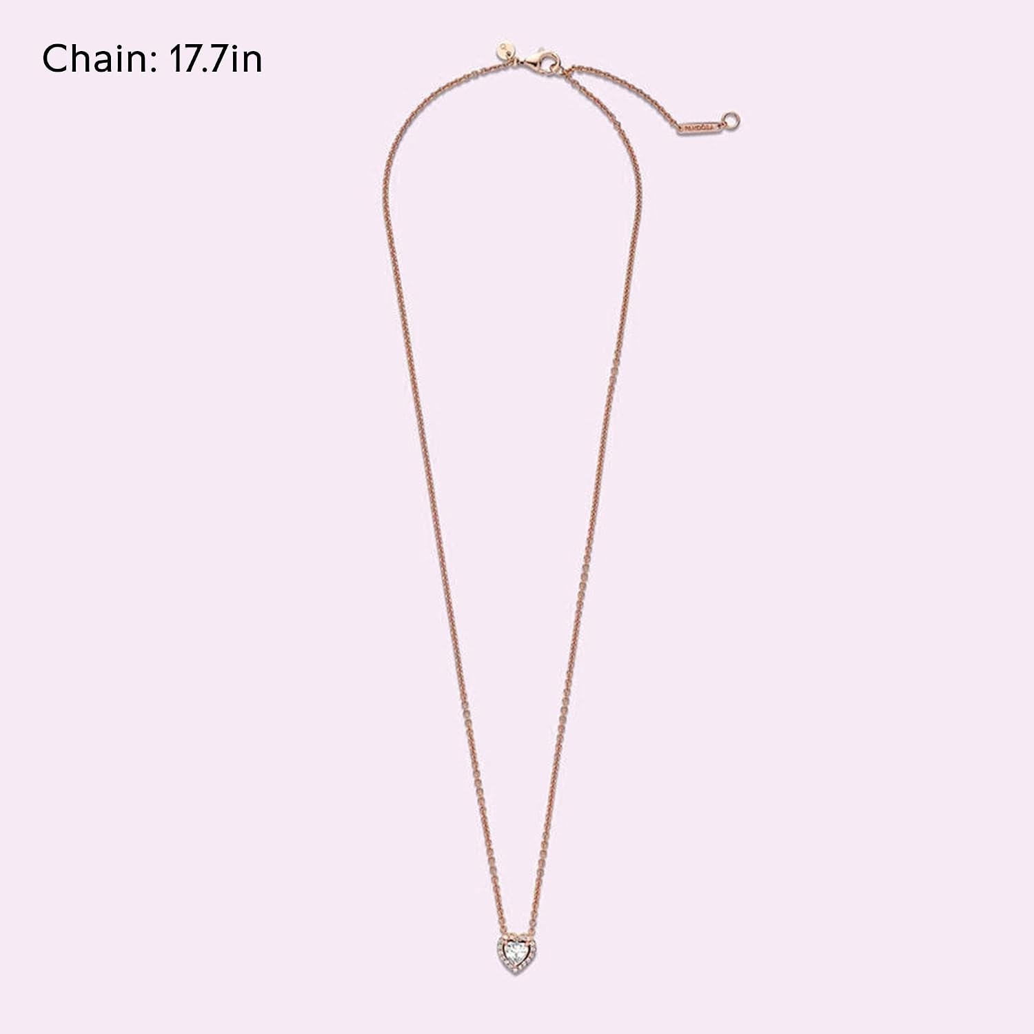 image:imagePANDORA Sparkling Heart Collier Necklace Adjustable Jewelry with Lobster Clasp Gift for Her 14k Rose Gold amp Cubic Zirconia With Gift Box 177