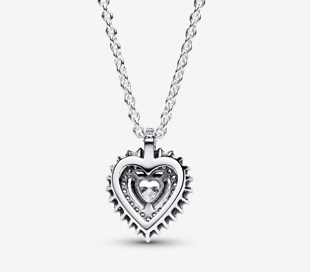 image:imagePANDORA Sparkling Heart Halo Pendant Necklace Sterling Silver Necklace with Cubic Zirconia for Women PANDORA Timeless Jewelry Gift for Women Includes Gift Box 177