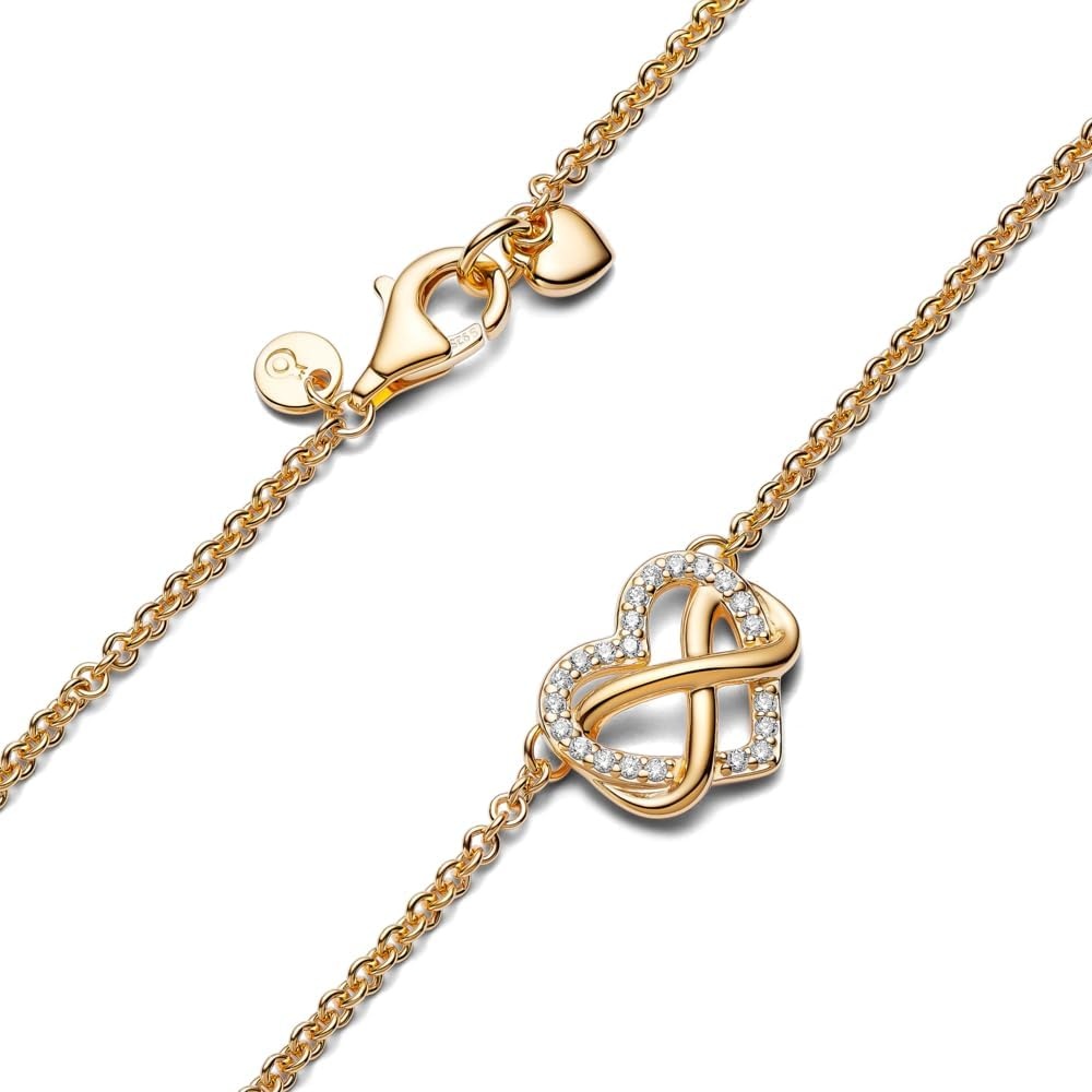 image:imagePANDORA Sparkling Infinity Heart Collier Necklace Gift for Her With Gift Box 19714k goldplated unique metal blend