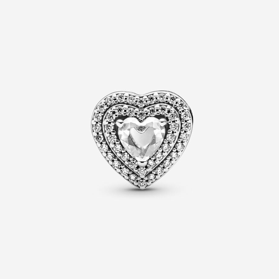 image:imagePANDORA Sparkling Leveled Hearts Charm Gift for Her Compatible Moments Sterling Silver with Cubic Zirconia With Gift Box