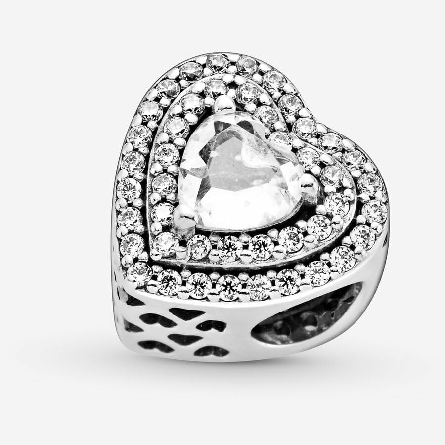 image:imagePANDORA Sparkling Leveled Hearts Charm Gift for Her Compatible Moments Sterling Silver with Cubic Zirconia With Gift Box