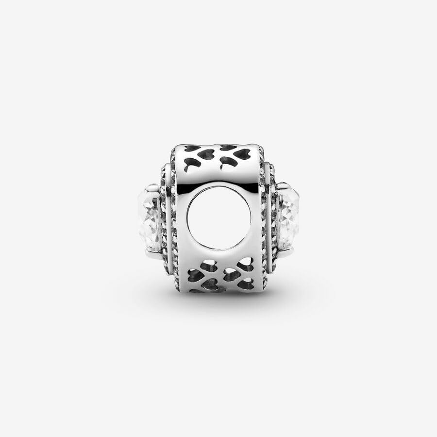 image:imagePANDORA Sparkling Leveled Hearts Charm Gift for Her Compatible Moments Sterling Silver with Cubic Zirconia With Gift Box