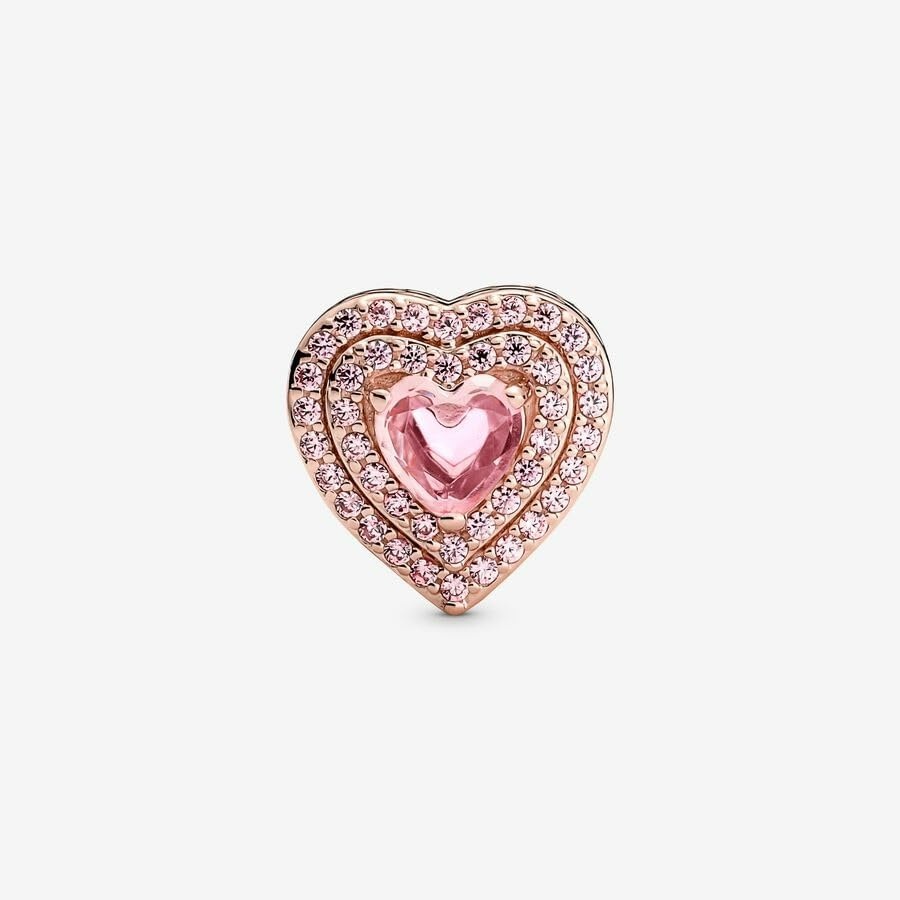 image:imagePANDORA Sparkling Levelled Heart Charm Gift for Her Compatible Moments Rose with Cubic Zirconia amp ManMade Crystal With Gift Box