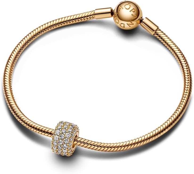 image:imagePANDORA Sparkling Pav TripleRow Charm Compatible Moments Shine amp Clear Cubic Zirconia Gift for Her Jewelry for Women with Gift Box