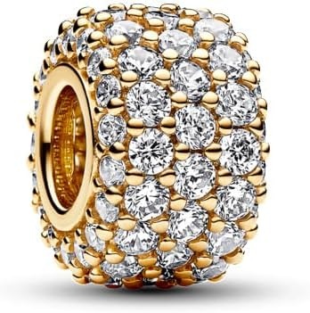 image:imagePANDORA Sparkling Pav TripleRow Charm Compatible Moments Shine amp Clear Cubic Zirconia Gift for Her Jewelry for Women with Gift Box