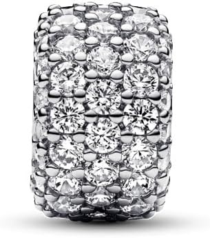 image:imagePANDORA Sparkling Pav Triplerow Charm Gift for Her Compatible Moments Sterling Silver with Cubic Zirconia With Gift Box