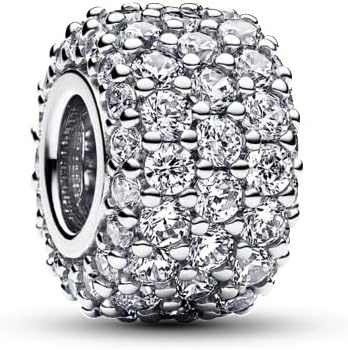 image:imagePANDORA Sparkling Pav Triplerow Charm Gift for Her Compatible Moments Sterling Silver with Cubic Zirconia With Gift Box
