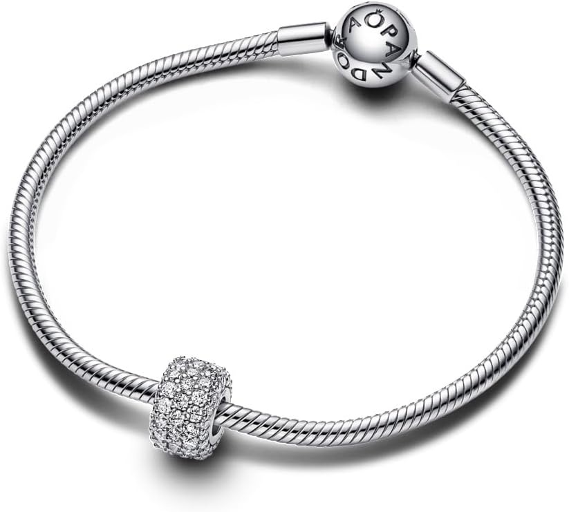 image:imagePANDORA Sparkling Pav Triplerow Charm Gift for Her Compatible Moments Sterling Silver with Cubic Zirconia With Gift Box