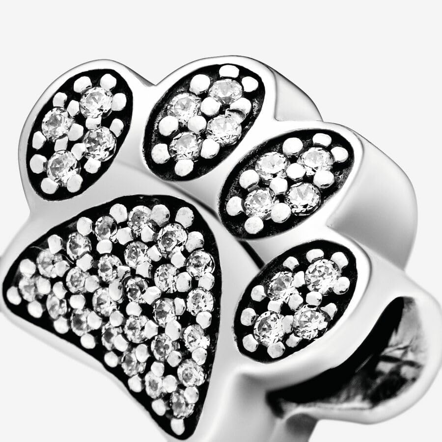 image:imagePANDORA Sparkling Paw Print Charm Compatible with PANDORA Moments Stunning Womens Jewelry Gift for Her Made with Sterling Silver amp Cubic Zirconia With Gift Box