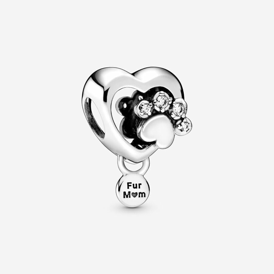 image:imagePANDORA Sparkling Paw Print amp Heart Charm Compatible with PANDORA Moments Jewelry for Women Gift for Her Made with Sterling Silver amp Cubic Zirconia With Gift Box