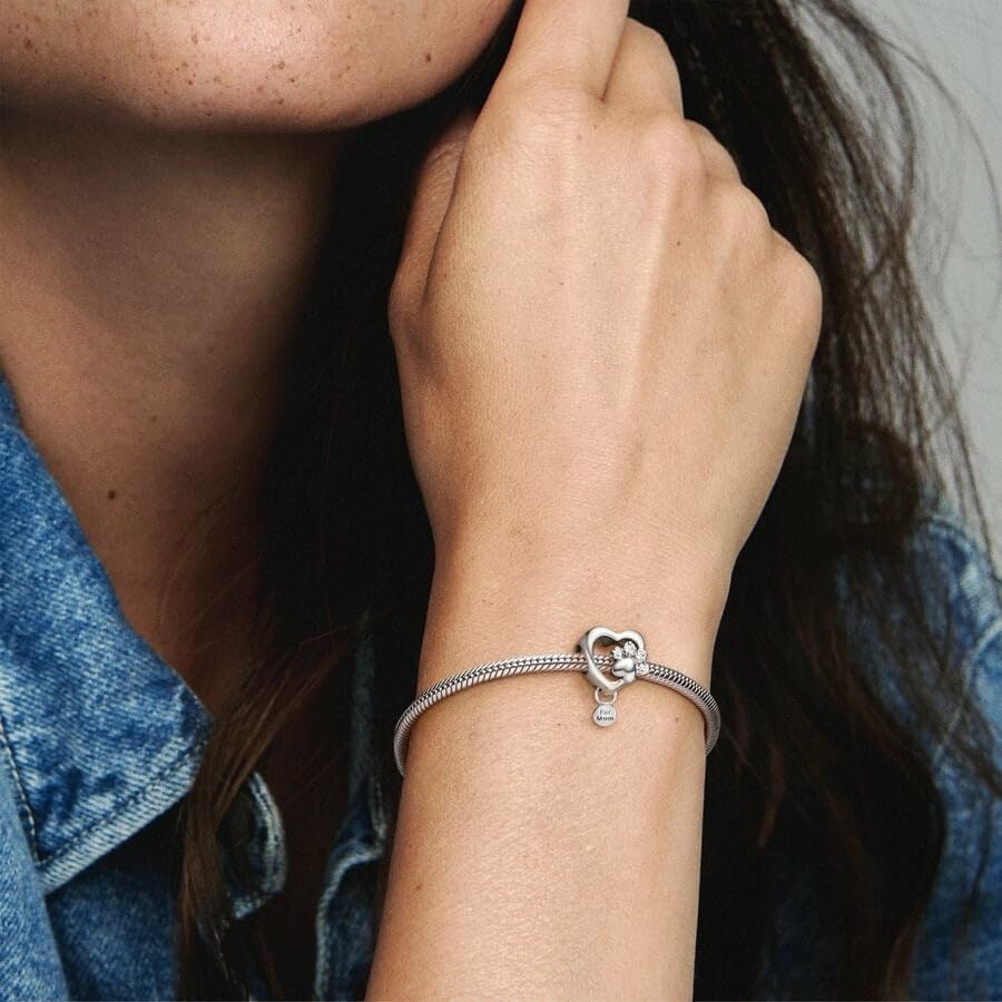 image:imagePANDORA Sparkling Paw Print amp Heart Charm Compatible with PANDORA Moments Jewelry for Women Gift for Her Made with Sterling Silver amp Cubic Zirconia With Gift Box