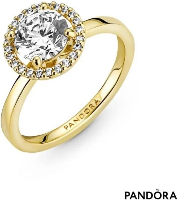 image:imagePANDORA Sparkling Round Halo Ring Statement or Promise Ring for Women Gift for Her Jewelry for Women Shine 14k Gold with Clear Cubic Zirconia With Gift Box