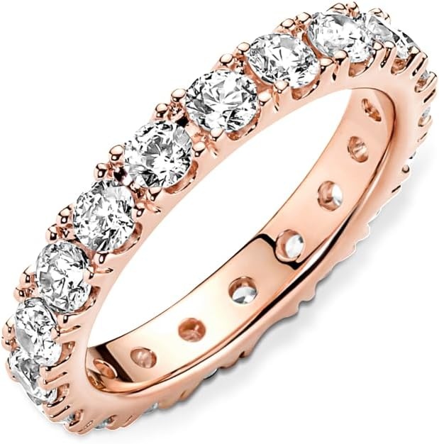 image:imagePANDORA Sparkling Row Eternity Ring Ring for Women Layering or Stackable Ring Gift for Her Shine with Cubic Zirconia With Gift BoxRose Gold