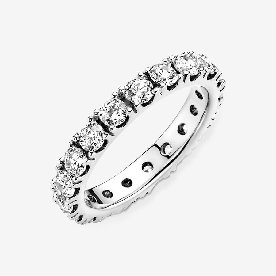 image:imagePANDORA Sparkling Row Eternity Ring Silver Ring for Women Layering or Stackable Ring Gift for Her Sterling Silver with Clear Cubic Zirconia With Gift Box