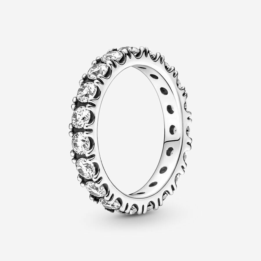 image:imagePANDORA Sparkling Row Eternity Ring Silver Ring for Women Layering or Stackable Ring Gift for Her Sterling Silver with Clear Cubic Zirconia With Gift Box
