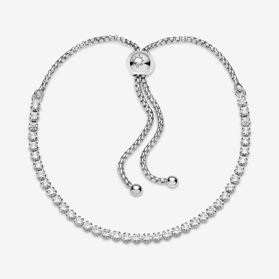 image:imagePANDORA Sparkling Slider Tennis Bracelet Adjustable Slider Bracelet Jewelry for Women with Gift Box Sterling Silver amp Cubic Zirconia91 Centimeters
