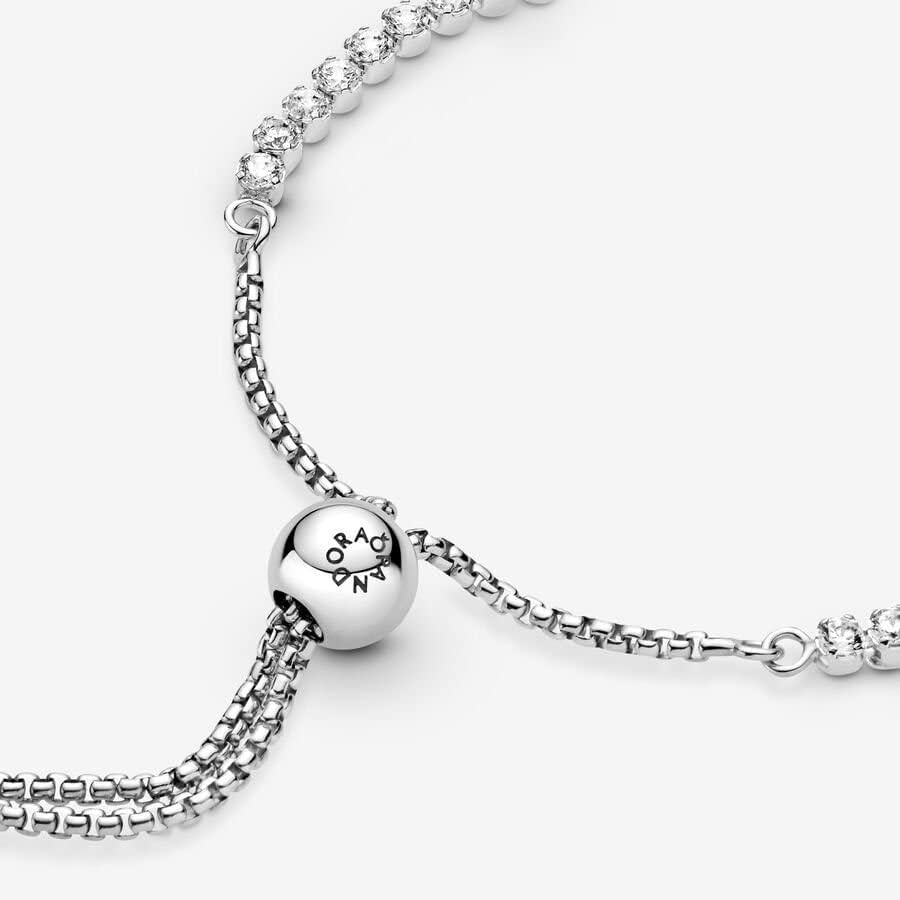 image:imagePANDORA Sparkling Slider Tennis Bracelet Adjustable Slider Bracelet Jewelry for Women with Gift Box Sterling Silver amp Cubic Zirconia91 Centimeters